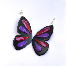 Aros Ala de Mariposa Morado y Rojo