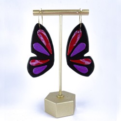 Aros Ala de Mariposa Morado y Rojo