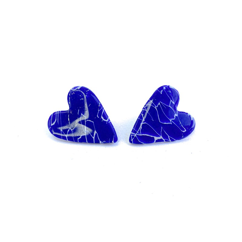 Aros Corazón Azul Marmol M