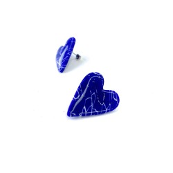 Aros Corazón Azul Marmol M