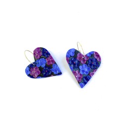 Aro Corazón Floreado Azul Violeta G