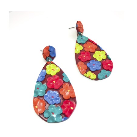 Aros Gota Floreado Multicolor