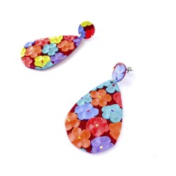 Aros Gota Floreado Multicolor