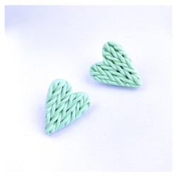 Aros Corazón tejido Verde Menta M