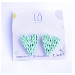 Aros Corazón tejido Verde Menta M