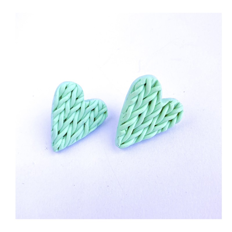 Aros Corazón tejido Verde Menta M