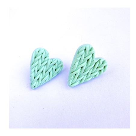 Aros Corazón tejido Verde Menta M