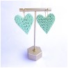 Aros Corazón Tejido Verde Menta G