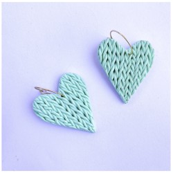 Aros Corazón Tejido Verde Menta G
