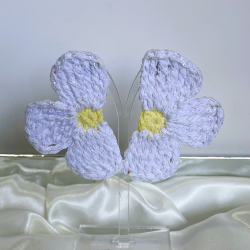 Aros Mitad Flor Blanca