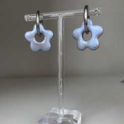 Aros Huggies Flor Plateado Iridiscente
