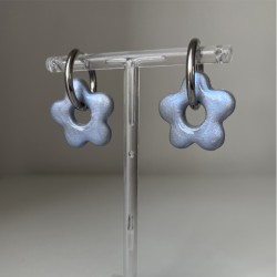 Aros Huggies Flor Plateado Iridiscente