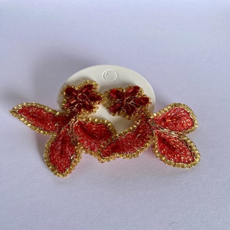 Aros Flor - Rojo / Dorado