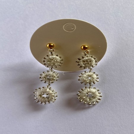 Aros Triple - Blanco / Plateado