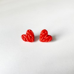Aros Corazón Tejido Rojo Mini
