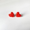Aros Corazón Tejido Rojo Mini