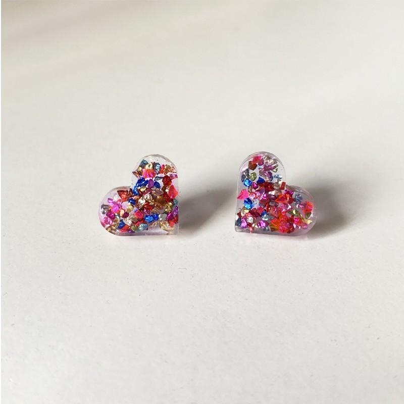 Aros Corazón Mini Nácar