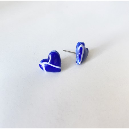 Aros Corazón Mini Azul Marmoleado