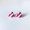 Aros Corazón Líneas Rojo Mini