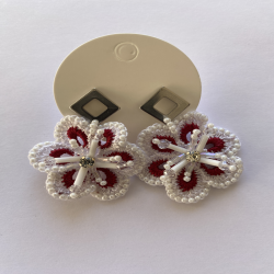Aros Flor - Blanco/Rojo