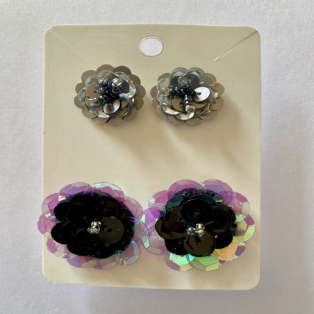 Pack de Topos Flor Negro/Plateado