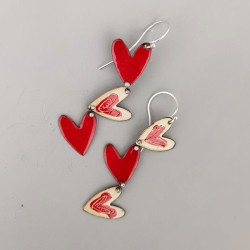 Aros Corazones color crema...