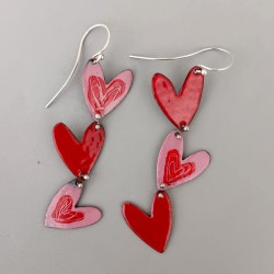 Aros Corazones Fucsia y...