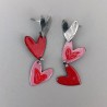 Aros Trío de Corazones rojos y fucsias