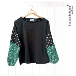 Polerón Sofía Negro Verde