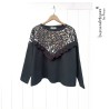 Polerón oversize vuelos Negro Print Franela