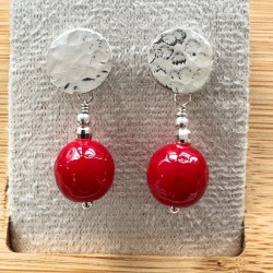 Aros de Plata con Coral...