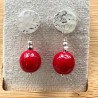 Aros de Plata con Coral rojo intenso