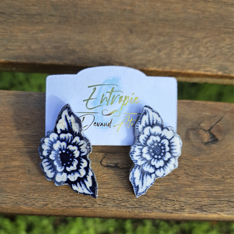 Aros Cerámica Chilena, Flor Azul