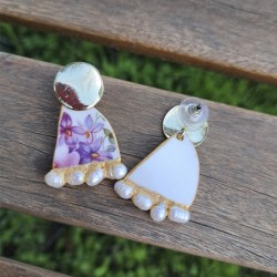 Aros Porcelana y perlas de río