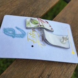 Aros Porcelana Floreada bordes Plata