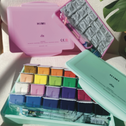 Pinturas Jelly gouache (menta) + pinceles