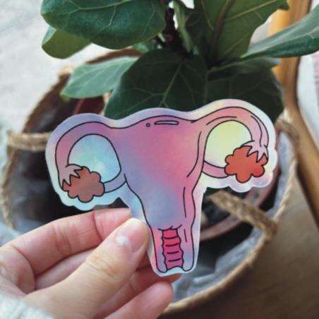 Sticker de útero holográfico