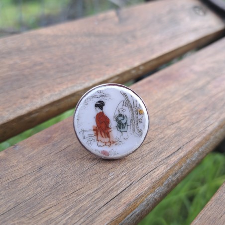 Anillo porcelana japonesa, geisha