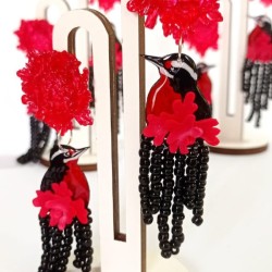 Aretes Loica con mostacillas