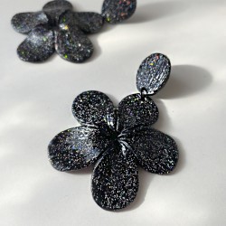 Flor Negro Glitter