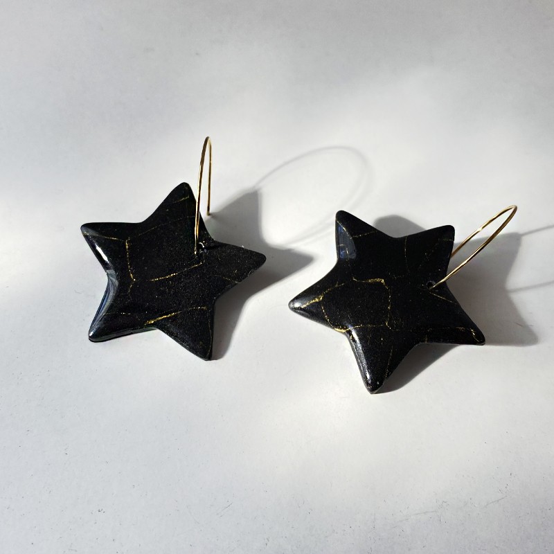 Aro Estrella Negra  Mármol Oro