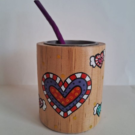 Mate Corazones en Madera