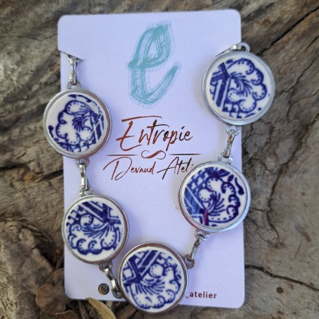 Pulsera cerámica azul y blanco