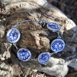 Pulsera cerámica azul y blanco