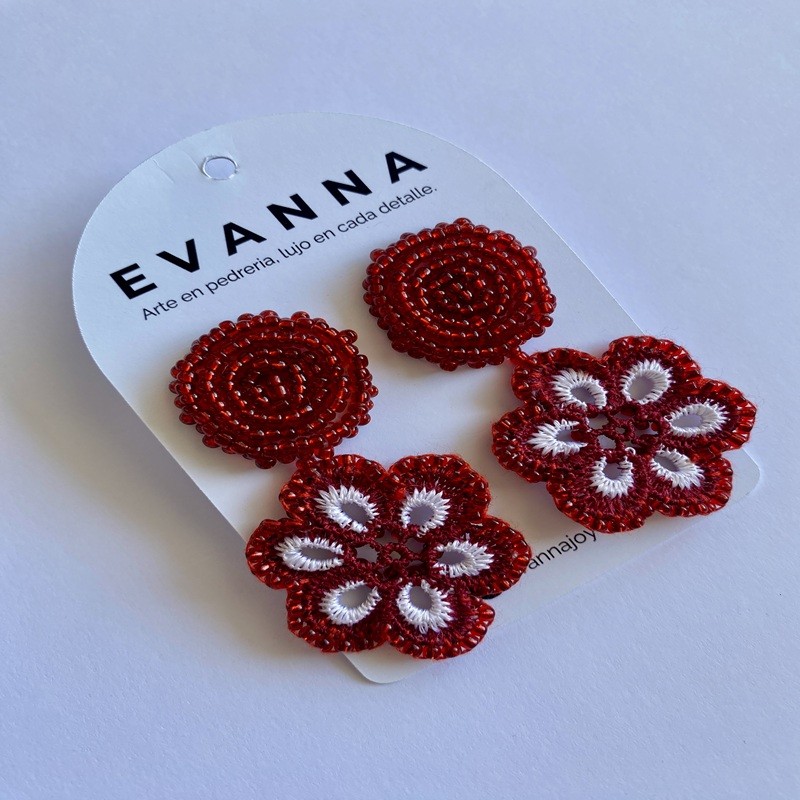 Aros Flor Rojo/Blanco