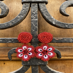 Aros Flor Rojo/Blanco