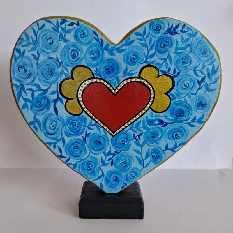 Corazón Entre rosas azules