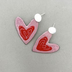 Aros Corazones Rosa Rojo