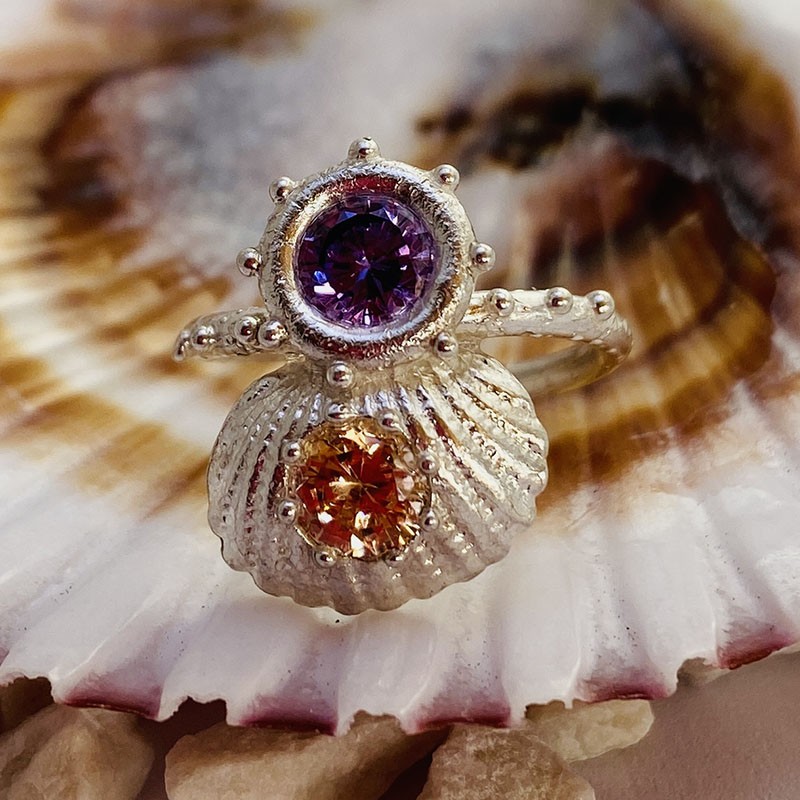 Anillo Plata Brisa Del Mar, Amatista y Champgne