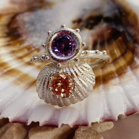 Anillo Plata Brisa Del Mar, Amatista y Champgne